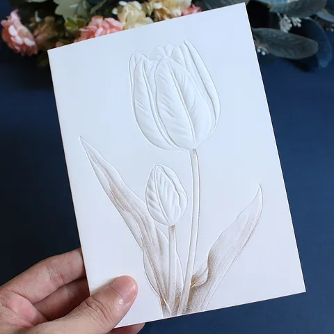 Kreative Business 3D Geprägte Blumen Grußkarten Minimalistische Hochzeit Gelübde Danke Karten Schreibwaren Geschenkkarte Mit Umschlag