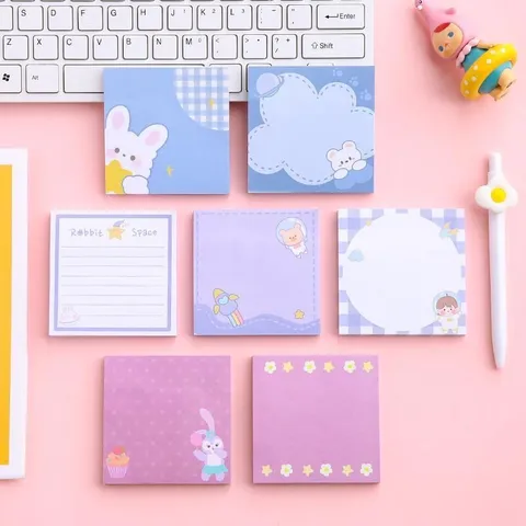 Notes Adhésives Mignonnes Bloc-Notes Adhésif Motif Ours Lapin Bureau École Papeterie Étudiant Papier à Notes