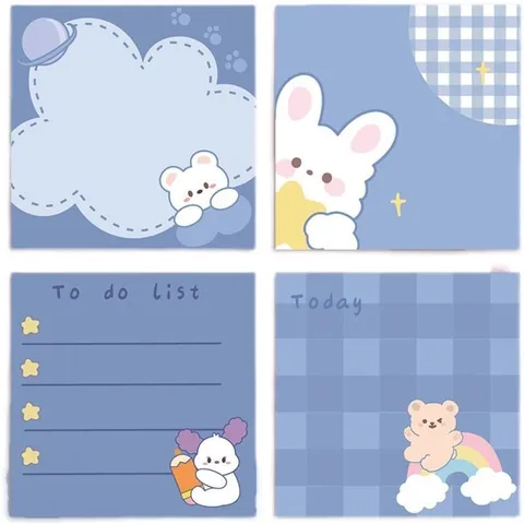 Notes Adhésives Mignonnes Bloc-Notes Adhésif Motif Ours Lapin Bureau École Papeterie Étudiant Papier à Notes