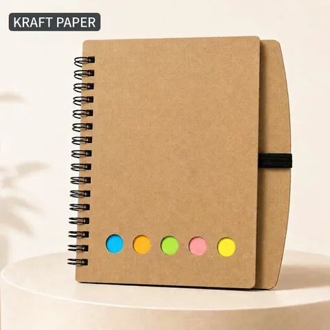 A6 Spiral Notizbuch Mit Farbig Haftnotizen Kraftpapier Einband Tragbar Taschen Notizblock Für Büro Schule Studium Schreibwaren