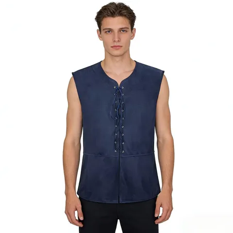 Médiéval Renaissance Pirate Gothique Steampunk Gilet Homme Lacets Sans Manches Col V Costume