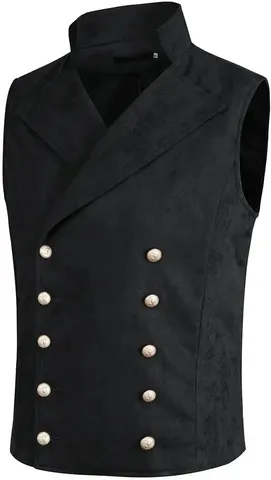 Herren Steampunk Vintage Zweireihige Weste Gotisch Retro Kostüm Für Halloween Party Herrenbekleidung