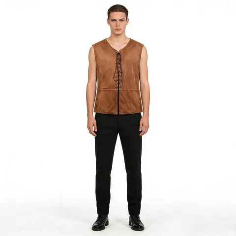 Médiéval Renaissance Pirate Gothique Steampunk Gilet Homme Lacets Sans Manches Col V Costume