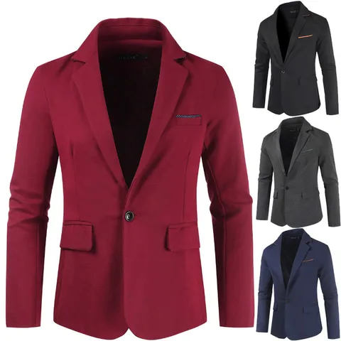 Men's Casual Slim Fit Blazer Single Button Lapel Long Sleeve Business Suit Jacket Spring Autumn Outerwear