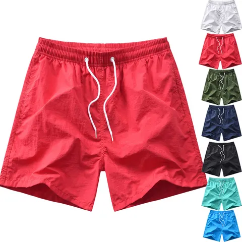 Pantaloncini da Spiaggia Casual ad Asciugatura Rapida da Uomo Estate Tinta Unita Vestibilità Larga Boardshorts Cintura Elastica Coulisse Sport