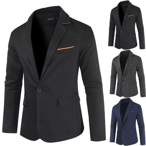 Men's Casual Slim Fit Blazer Single Button Lapel Long Sleeve Business Suit Jacket Spring Autumn Outerwear