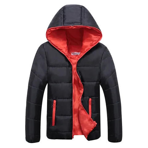Men's Winter Thickened Hooded Cotton Padded Jacket Casual Color Block Full Zip Warm Outerwear Plus Size Winter Coat
