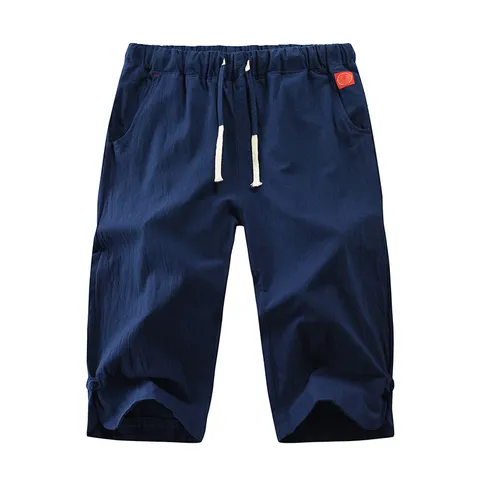 Men's Casual Summer Shorts Solid Color Drawstring Loose Straight Breathable Beach Shorts Male Apparel