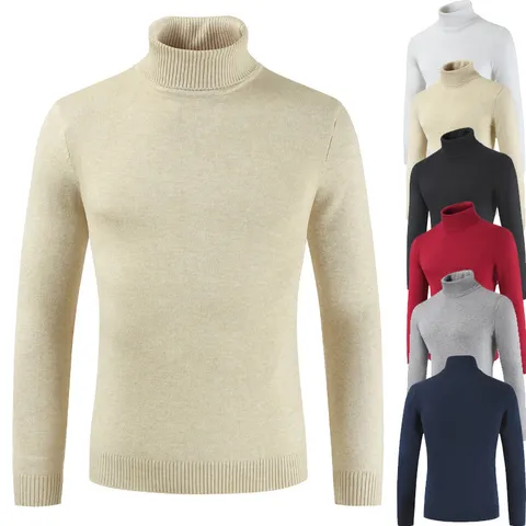Maglione a Collo Alto da Uomo Casual Tinta Unita Manica Lunga Pelo di Coniglio Abbigliamento Invernale
