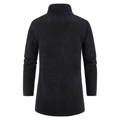 Men's Faux Mink Velvet Knit Cardigan Stand Collar Mid-Length Zipper Jacket Slim Fit Casual Solid Color Spring Autumn Outwear Top