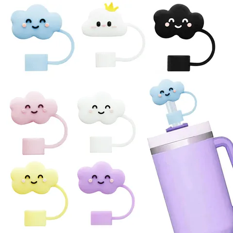 Cute Cloud Silicone Straw Cover Reusable Dust Plug Straw Protector Creative Drinkware Accessories For Home Daily