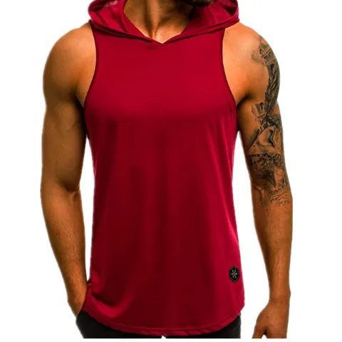 Heren Zomer Casual Met Capuchon Tanktop Losse Pasvorm Katoenmix Mouwloos Vest Sport Gym Fitness Workout Kleding