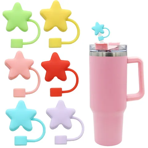 Cute Silicone Star Straw Cover Dust Plug Creative Cartoon Straw Cap Reusable Drinking Straw Accessories For Tumbler Cup