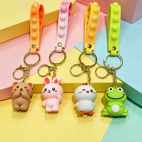 3D Cartoon Tier Schlüsselanhänger Süß PVC Bär Frosch Küken Schlüsselbund Schultasche Anhänger Mode Tasche Zubehör Geschenk