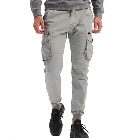 Pantalon Cargo Décontracté pour Hommes Multi-Poches Couleur Unie Pantalon en Coton Mode Urbaine Extérieure Coupe Droite Jogger Bottoms