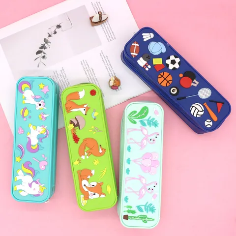 Student Silicone Cartoon Pencil Case Waterproof Easy To Clean Deform-Resistant Cute Stationery Storage Bag