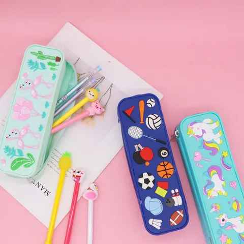 Student Silicone Cartoon Pencil Case Waterproof Easy To Clean Deform-Resistant Cute Stationery Storage Bag