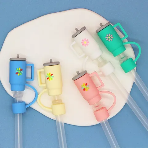 Silicone Straw Cover Cute Daisy Cup Shape Dust Proof Straw Plug Reusable Drinking Straw Cap Accessories