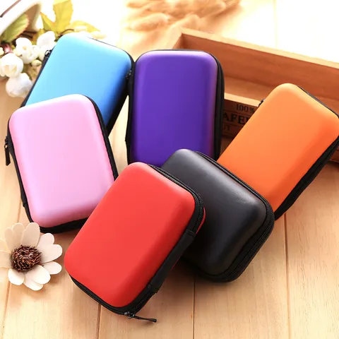Draagbare EVA Harde Schaal Oortelefoon Opbergtas Waterdicht Effen Kleur Minimalistisch Reizen Kabel Organizer Portemonnee