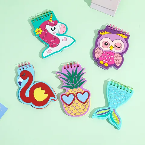 Creative Cartoon PVC Soft Cover Spiral Notebook Portable Memo Pad Cute Animal Fruit Diary Office School Stationery