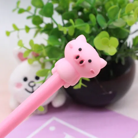 Cute Cartoon Pig Gel Pen Plastic Soft Rubber Black Ink Writing Pen Student Stationery Office Supplies