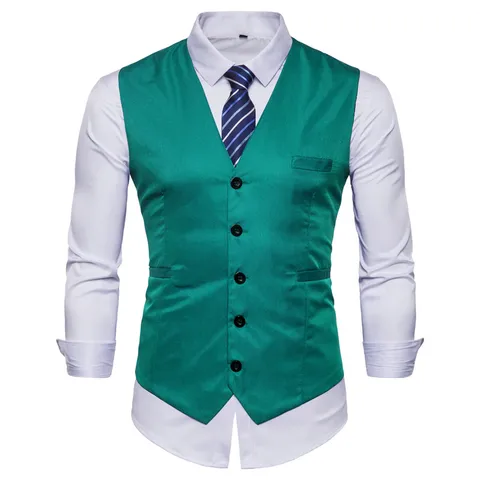 Ανδρικό Επαγγελματικό Casual Γιλέκο Κοστουμιού Slim Fit V-Neck Μονομερές Επίσημο Γιλέκο Για Γάμο Πάρτι