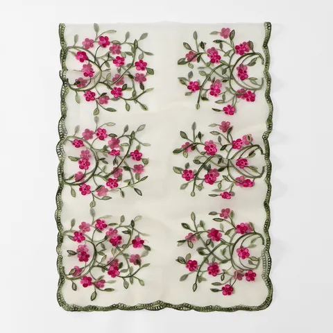 Écharpe Longue Légère et Respirante en Nylon pour Femmes Foulard Brodé de Fleurs Mode Voyage