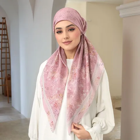 Women Fashion Wave Edge Digital Printed Versatile Turban Hat Polyester Breathable Headscarf Casual Headwear