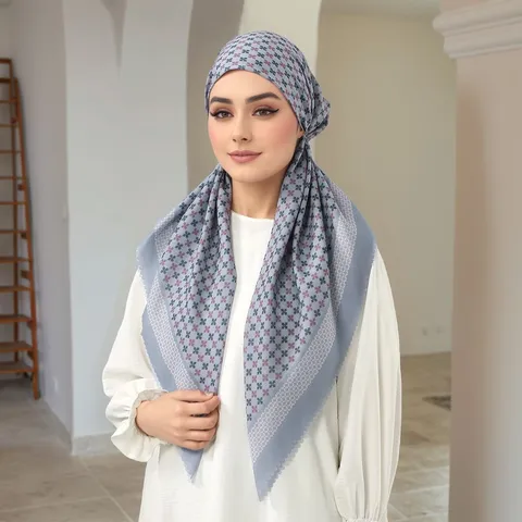 Women Fashion Wave Edge Digital Printed Versatile Turban Hat Polyester Breathable Headscarf Casual Headwear