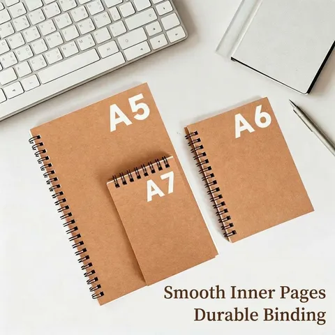 Minimalist Kraft Paper Spiral Notebook Vintage Thickened Stationery For Office School Student Writing Journal Work Book