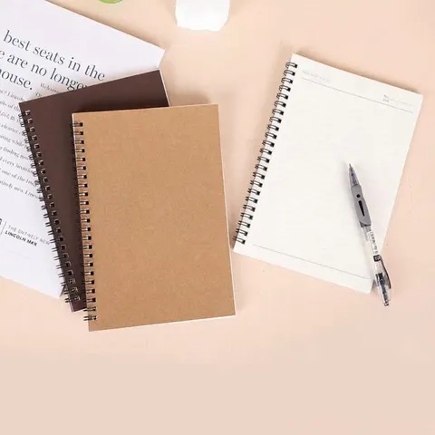 Cuaderno de Espiral de Papel Kraft Minimalista Papelería Vintage Gruesa para Oficina Escuela Estudiante Diario de Escritura