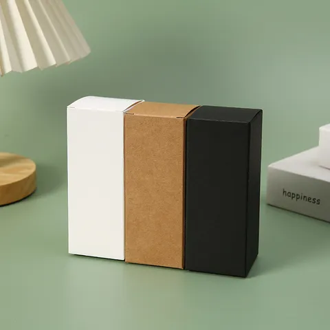 Scatola di Imballaggio in Cartone di Carta Kraft Minimalista Moderna Scatola di Regalo Pieghevole Tinta Unita Vuota per Conservazione di Rossetto Cosmetico