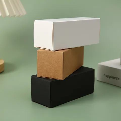 Scatola di Imballaggio in Cartone di Carta Kraft Minimalista Moderna Scatola di Regalo Pieghevole Tinta Unita Vuota per Conservazione di Rossetto Cosmetico