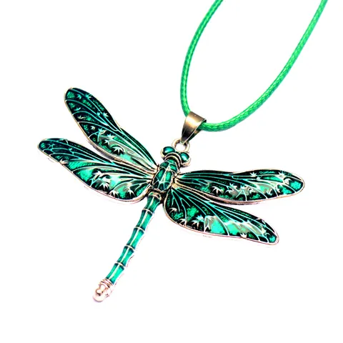 Collar Colgante Libélula Vintage Aleación Zinc Joyería Insecto Look Esmalte Estilo Bosque Colgante Con Cadena Para Mujer Accesorio