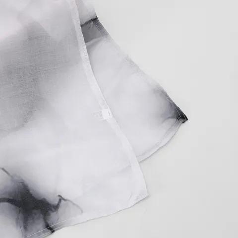 Womens Fashion Long Scarf Lightweight Voile Digital Printed Ink Gradient Shawl Casual Versatile Neck Scarf