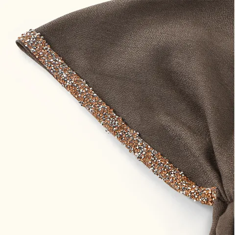 Bonnet de Hijab Elégant en Couleur Unie avec Strass pour Femme Turban à Longue Queue Foulard Musulman Ethnique
