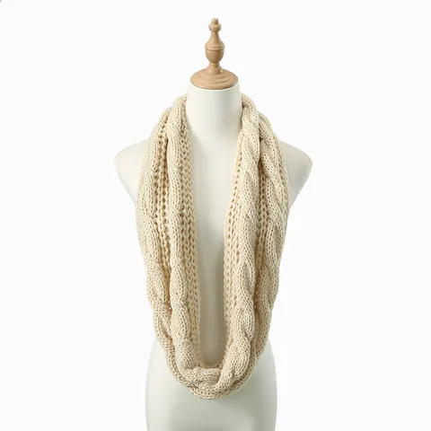 Damen Winter Dick Gestrickt Zopfmuster Halswärmer Einifarbig Warm Outdoor Mode Lässiger Thermischer Schlauchschal