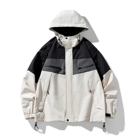 Heren Outdoor Sport Windjas Waterdicht Winddicht Met Capuchon Kleurblok Casual Jas Voor Wandelen Reizen