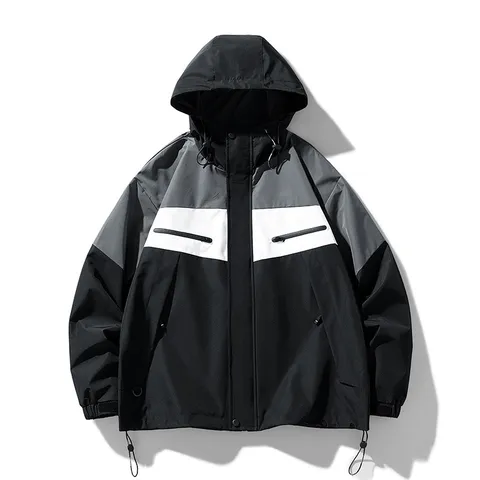 Heren Outdoor Sport Windjas Waterdicht Winddicht Met Capuchon Kleurblok Casual Jas Voor Wandelen Reizen