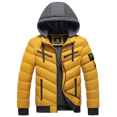 Men's Winter Hooded Puffer Jacket Casual Thickened Warm Zip Up Coat