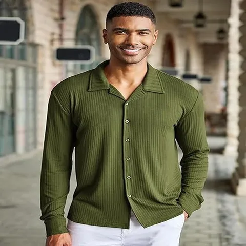 Men's Casual Long Sleeve Linen Shirt Solid Color Stand Collar Single-Breasted Loose Fit Shirt Men Fashion Top