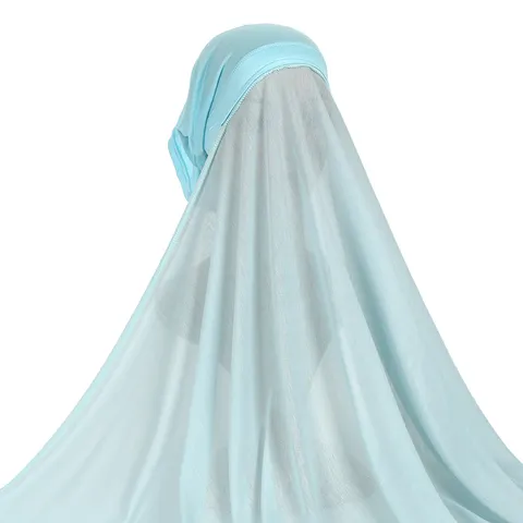 Women's Polyester Hijab Scarf And Cap Integrated Set Solid Color Muslim Headwear Daily Casual Long Wrap Head Cover