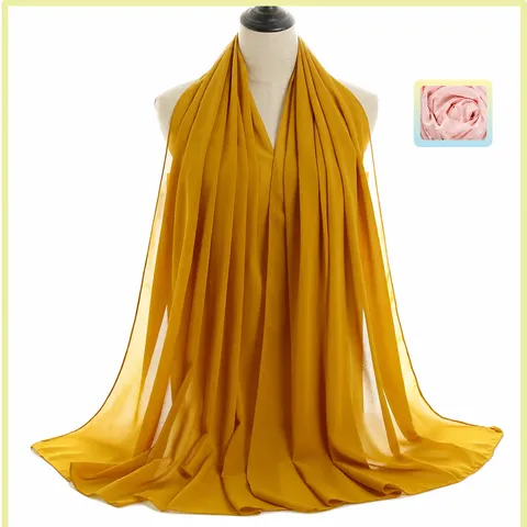 Femme Écharpe Chiffon Uni Long Hijab Enveloppement Léger Doux Châle Foulard Uni Mode Accessoires Quotidiens
