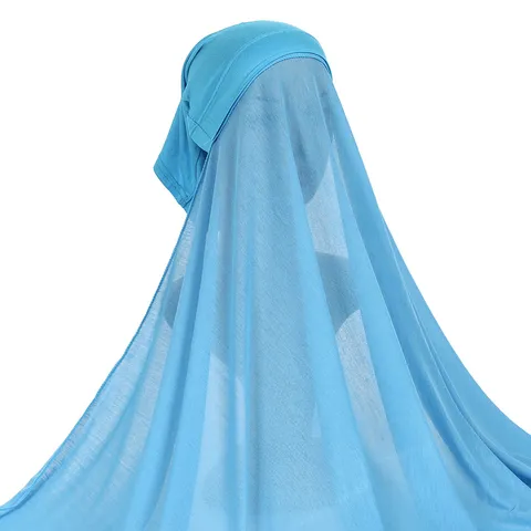 Women's Polyester Hijab Scarf And Cap Integrated Set Solid Color Muslim Headwear Daily Casual Long Wrap Head Cover