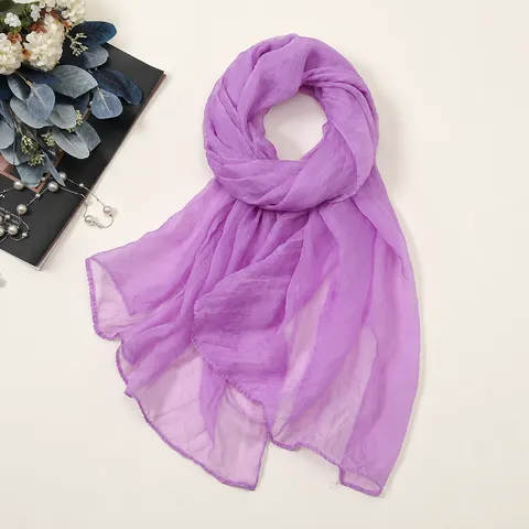 Foulard en Mousseline Unie Chal Léger de Protection Solaire Pour Femmes Voyage Mode Long Foulard de Cou