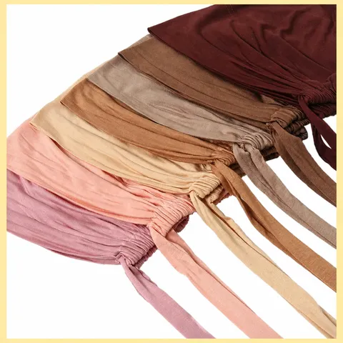 Bonnet de Chimiothérapie en Modal pour Femmes Couleur Unie Cordon Réglable Turban Chapeau Style Ethnique Couvre-Chef