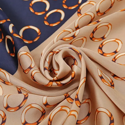 Écharpe en Satin Mode pour Femmes Élégant Long Imprimé Floral Géométrique Châle Solaire Effet Soie Foulard de Cou