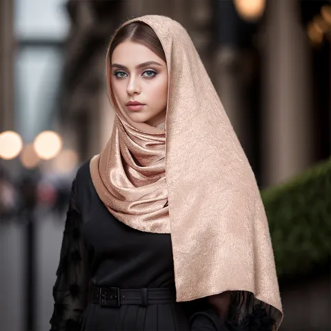 Écharpe Longue en Satin pour Femmes Couleur Unie Hijab Plissé Châle Élégant Foulard Doux Pour Quotidien Et Voyage