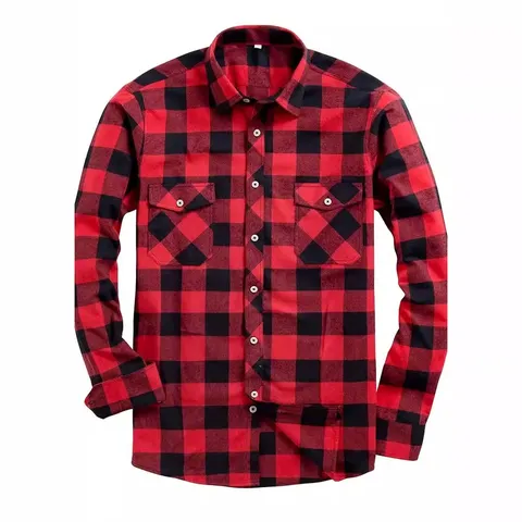 Men's Casual Long Sleeve Plaid Flannel Shirt Button Down Turn Down Collar Regular Fit Classic Buffalo Check Shirt