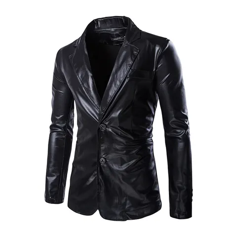Men Metallic Shiny Slim Fit Top And Bottom Suit Cotton Blend Bronzing Party Stage Blazer And Trousers Fashion Suit